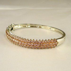 New Charles Winston Lite Pink Cubic Zirconias Silver Cuff Bracelet